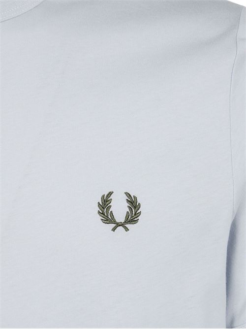 T-shirt uomo Fred Perry celeste con mini logo e bordi a contrasto FRED PERRY | M351928A